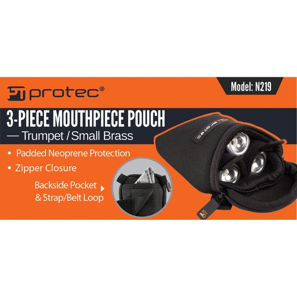 Trumpet Mouthpiece Pouch Neoprene, 3Piece (Black) Protec